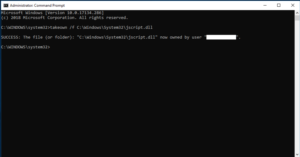 نمونه واقعی پیام SUCCESS در Command Prompt از Microsoft Support