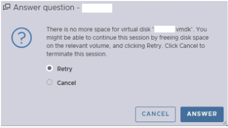 پیغام واقعی نبود فضای کافی برای Virtual Disk