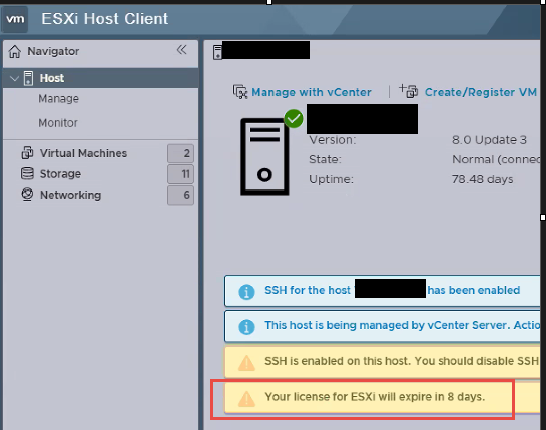 نمونه واقعی Host Summary در VMware vSphere