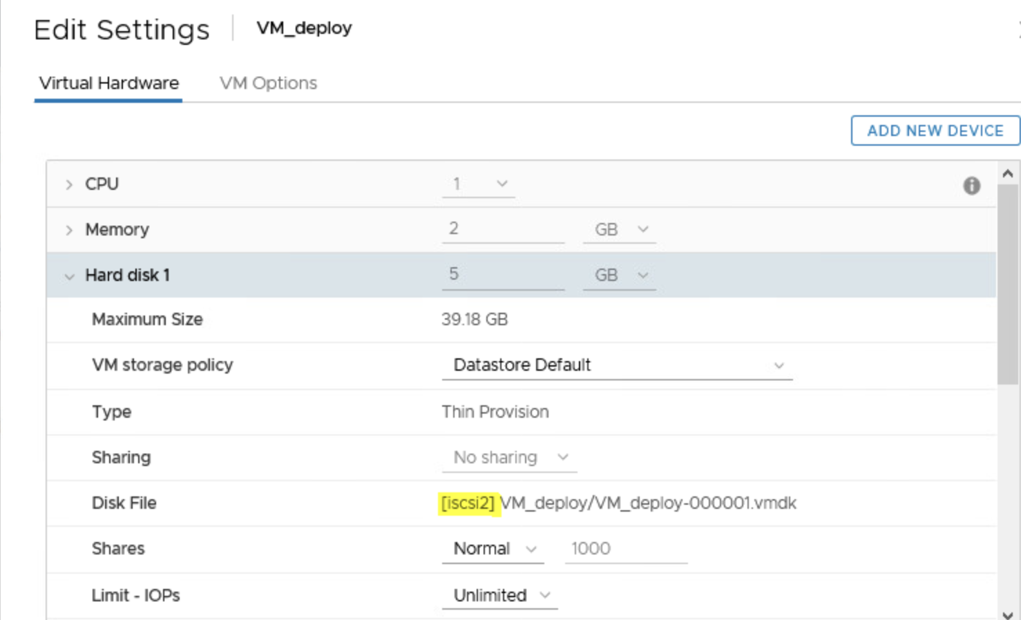 نمای واقعی Datastore و فایل‌های ماشین مجازی